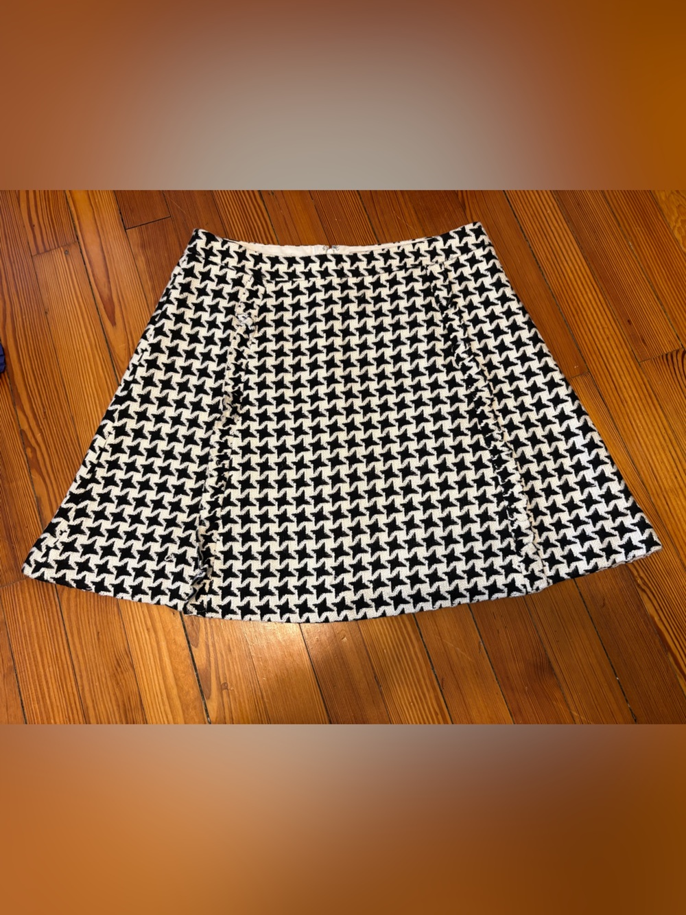 Loft Black & White Houndstooth with Ruffle Skirt